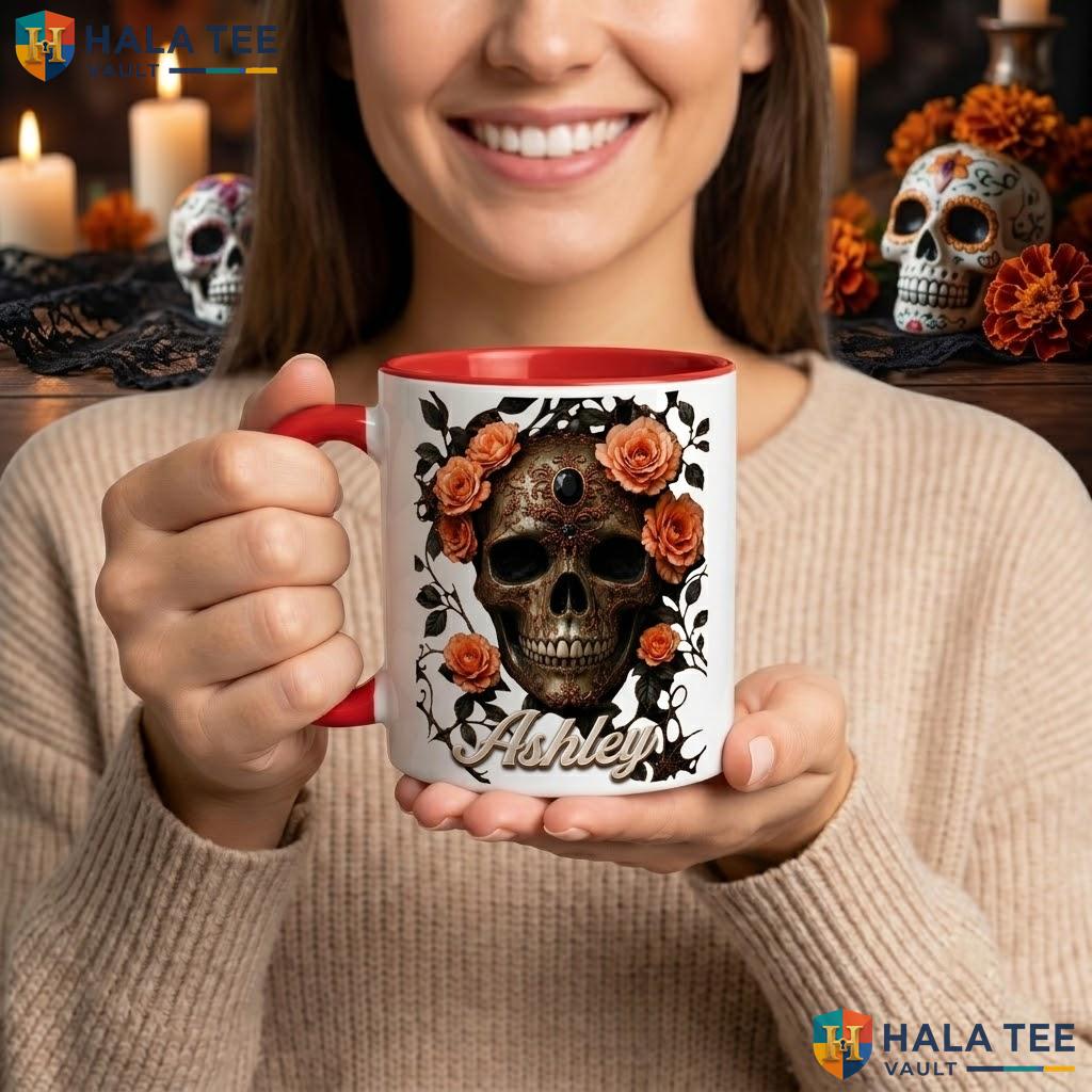 Dark Academia Book Skull Ceramic Mug Custom Halloween Witch Coffee Camping Mug