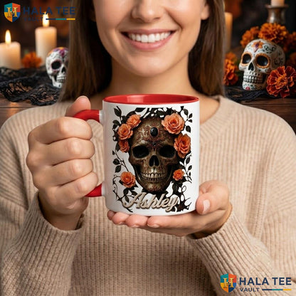 Dark Academia Book Skull Ceramic Mug Custom Halloween Witch Coffee Camping Mug