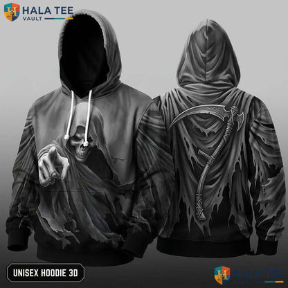 Dark Gothic Grim Reaper 3D Hoodie Alternative Fashion Skeleton Apparel