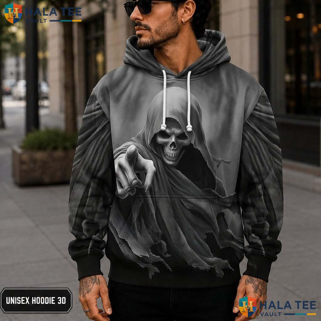 Dark Gothic Grim Reaper 3D Printed Hoodie Alternative Fashion Skeleton Apparel