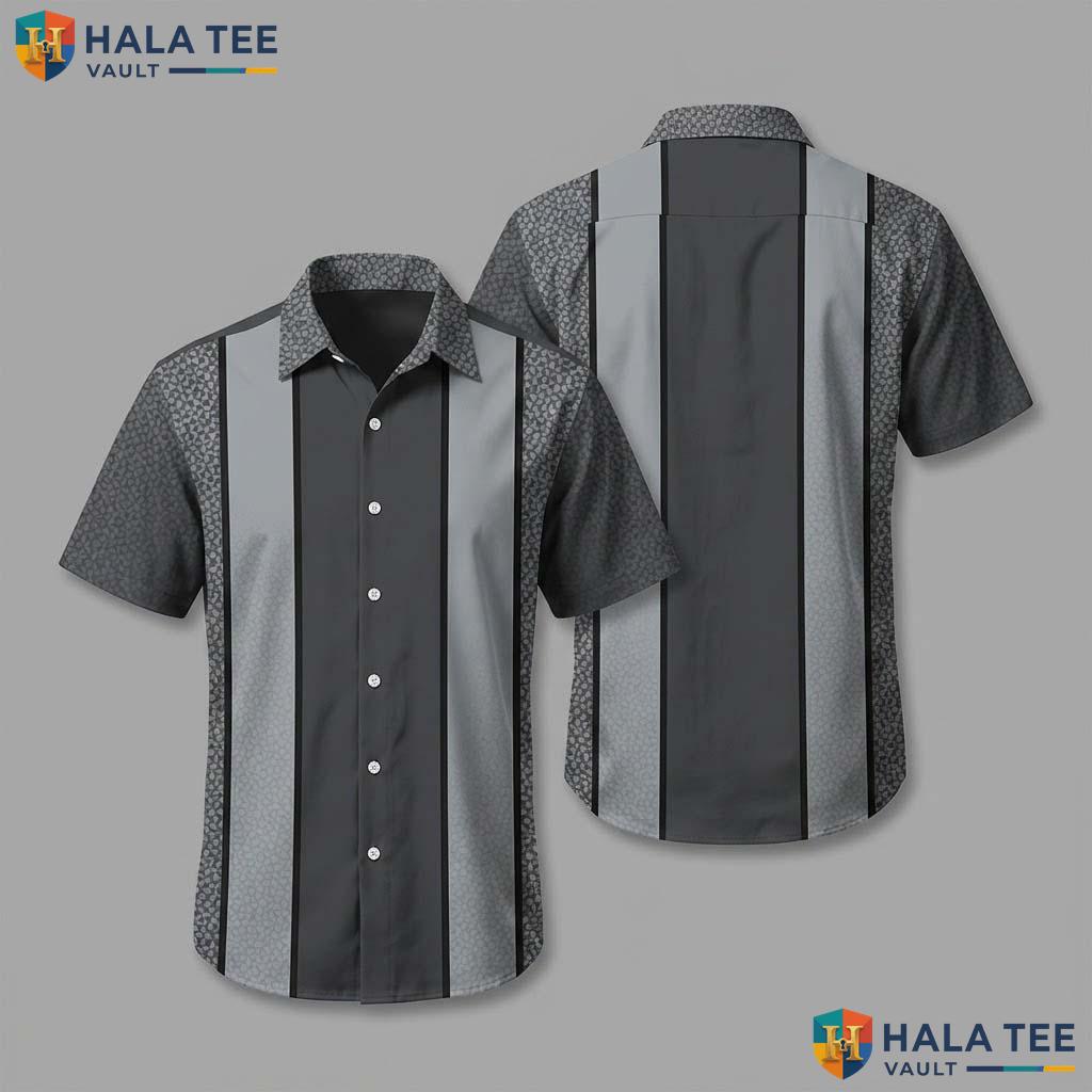 Dark Gray Bowling Hawaiian Shirt Mens Short Sleeve Casual Button Down