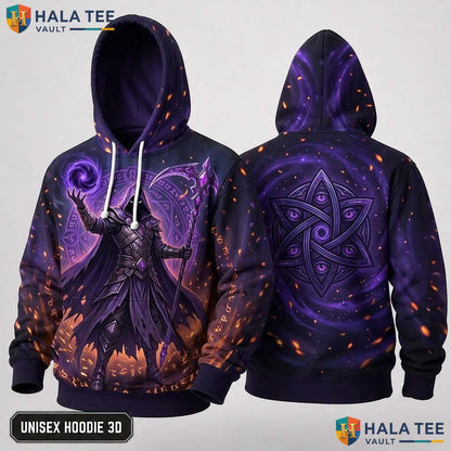 Dark Purple Grim Reaper 3D Hoodie Mystical Gothic Skeleton Streetwear