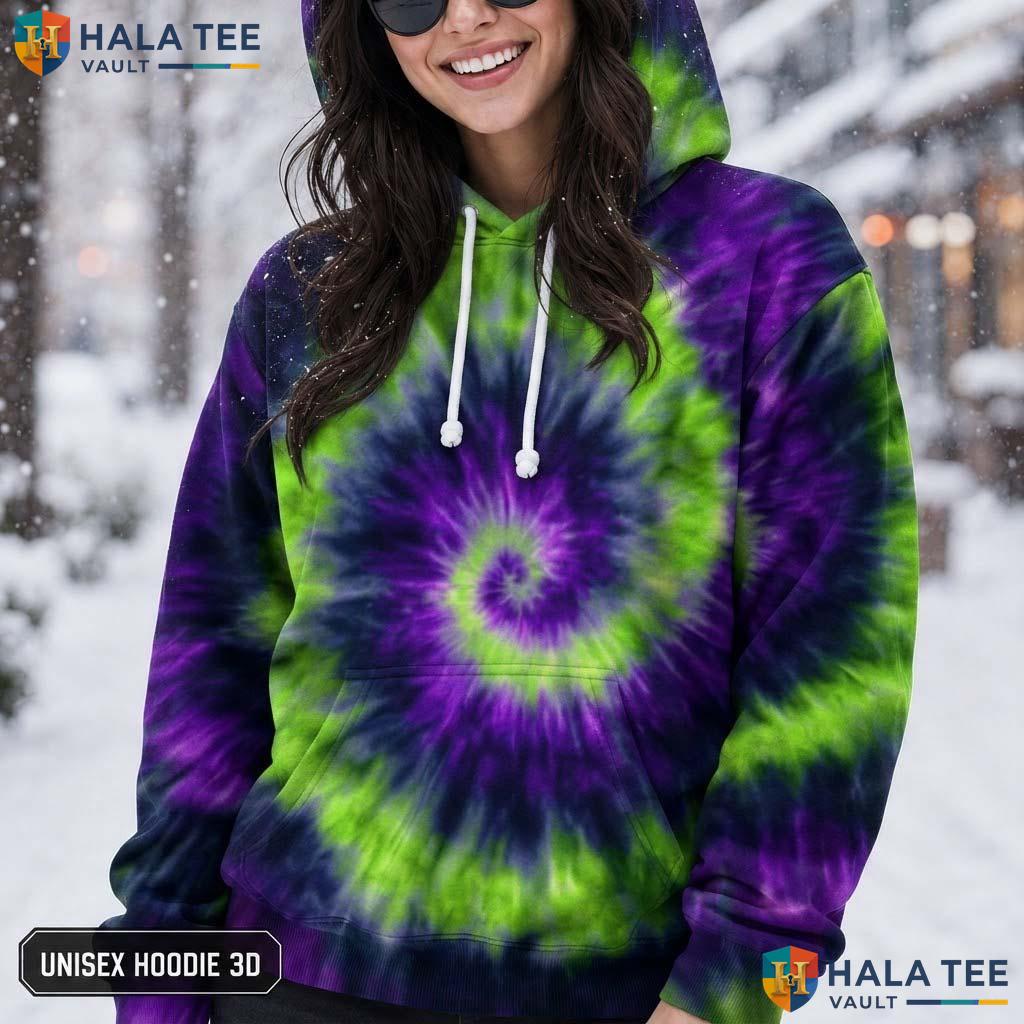 Dark Purple Tie Dye Hoodie Mens Unisex Rainbow Graphic Art Pullover AOP Hoodie