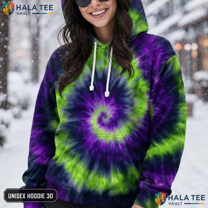 Dark Purple Tie Dye Hoodie Mens Unisex Rainbow Graphic Art Pullover AOP Hoodie