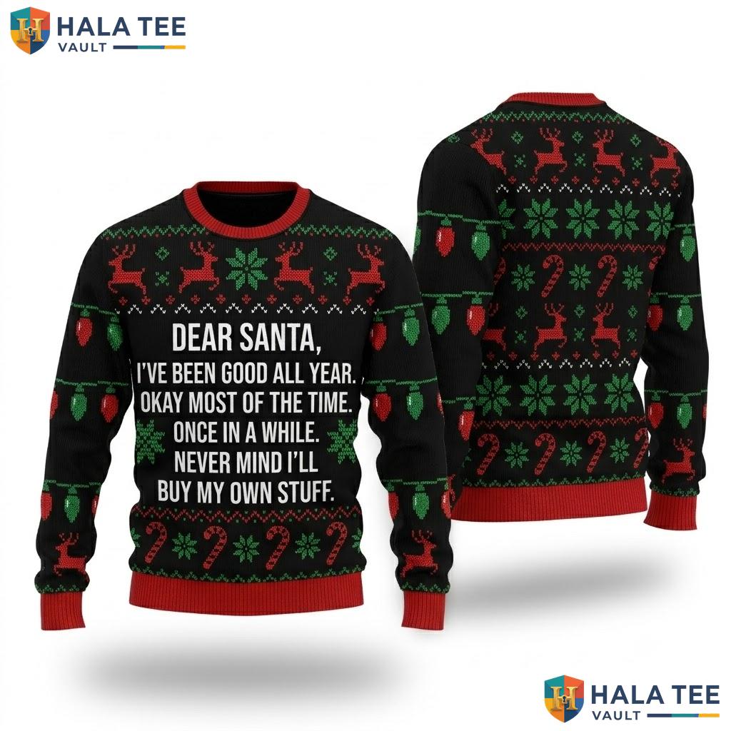 Dear Santa Wish List Ugly Christmas Sweater Funny Long Sleeve Top