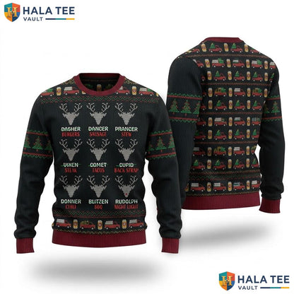 Deer Hunter Reindeer Christmas Sweater Funny Hunting Mens Holiday Top