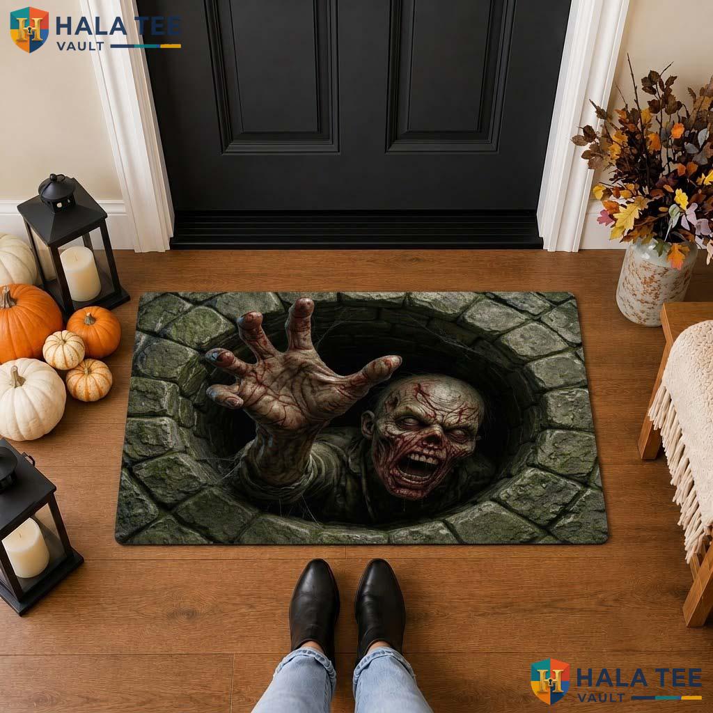 Demon In Well Halloween Front door mat Horror Monster 3D Creepy Illusion Decor