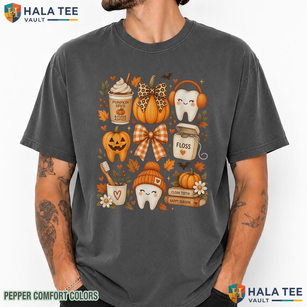 Dentist Pumpkin Tooth Hygienist Comfort Colors T-Shirt Fall Halloween