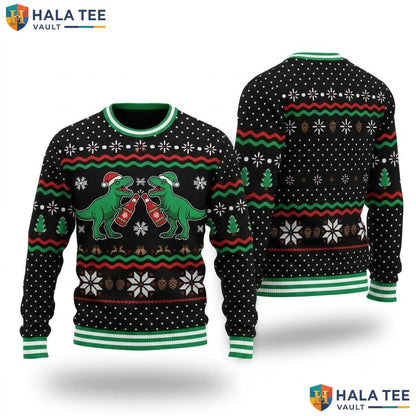 Dinosaur Funny Black Ugly Christmas Sweater Holiday Xmas Graphic Mens
