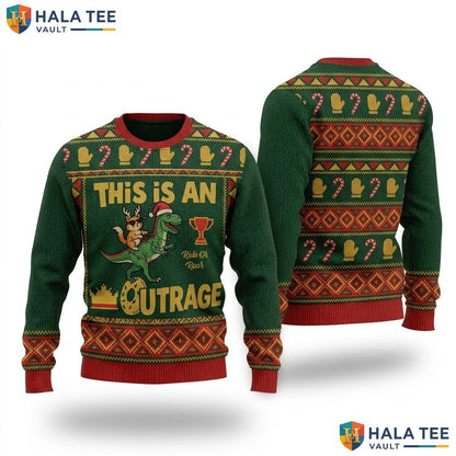 Dinosaur Reindeer Outrage Ugly Xmas Sweater Vintage Christmas Graphic