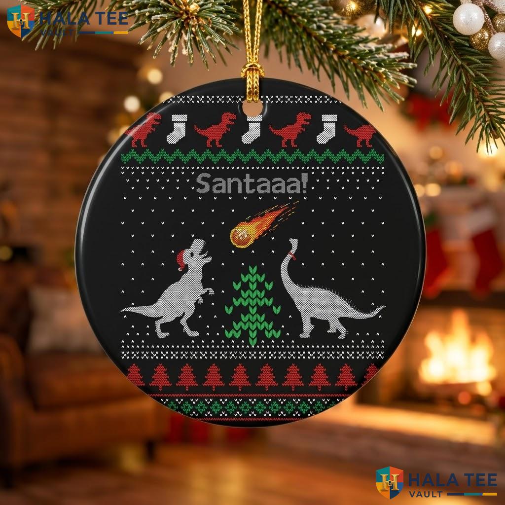 Dinosaur Santa Funny Christmas Ornament T Rex Holiday Decor Gift Ideas
