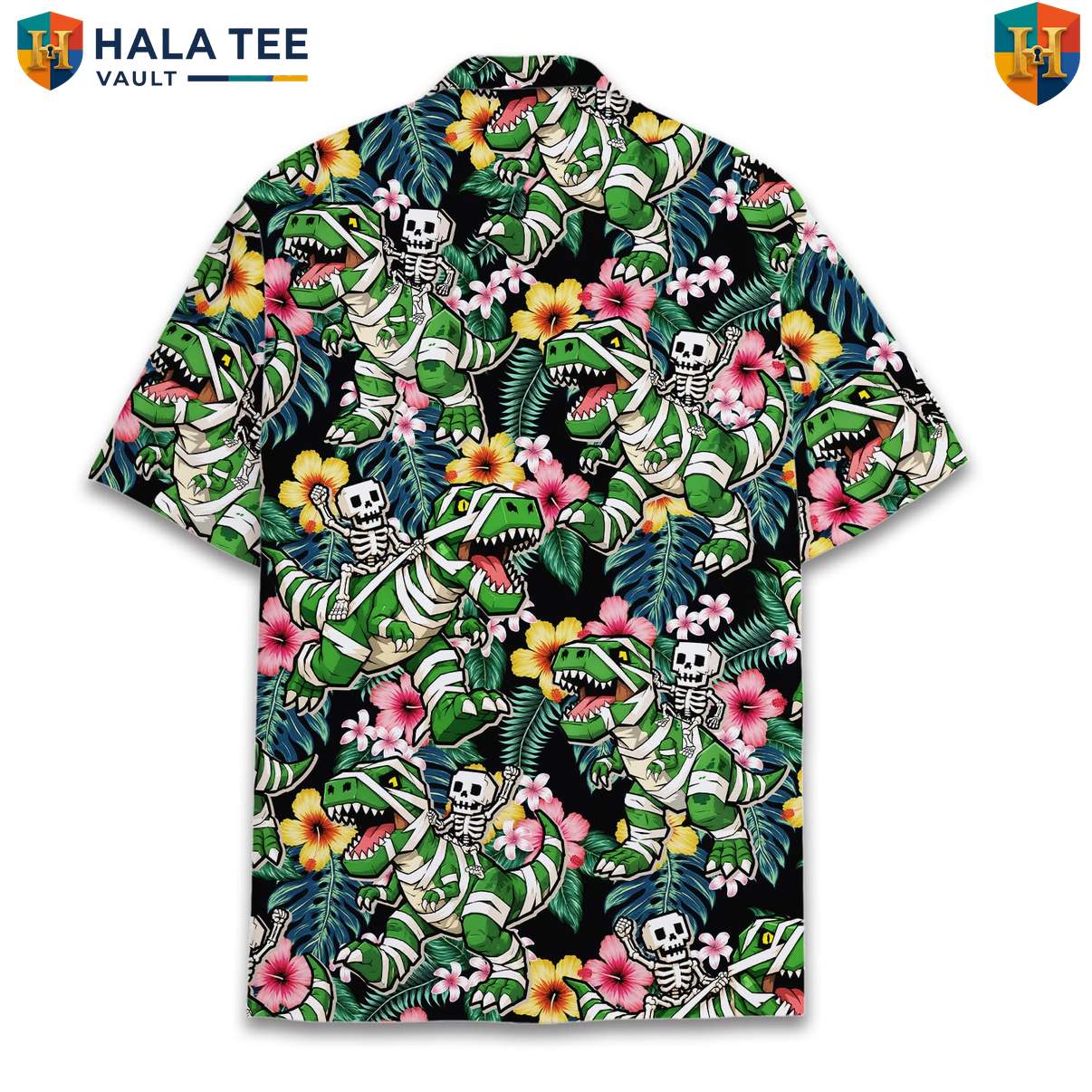 Dinosaur Skeleton Fossil Aloha TShirt Mens Prehistoric Beach Festival Outfit