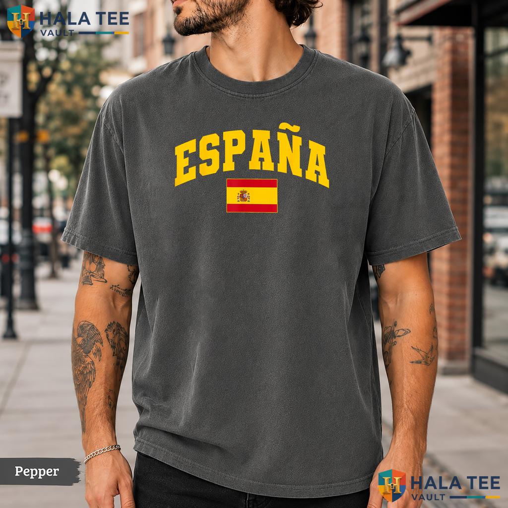 Distressed Espana Flag Comfort Colors T-Shirt Spanish Heritage Graphic Top