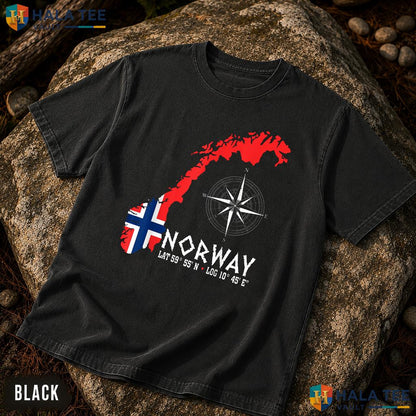 Distressed Norway Flag Garment-Dyed T-Shirt Norwegian Pride Graphic Top