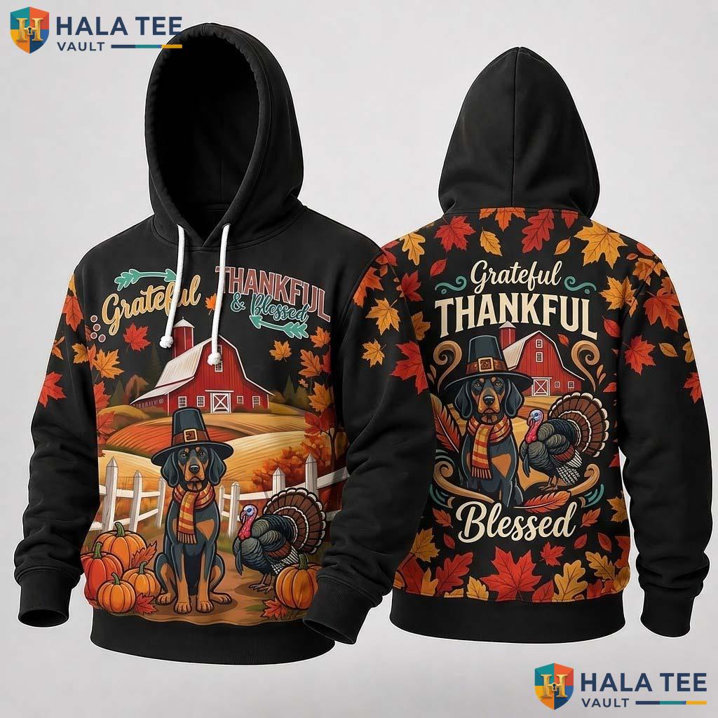 Doberman Blessed Autumn Thanksgiving 3D Hoodie Grateful Thankful Fall