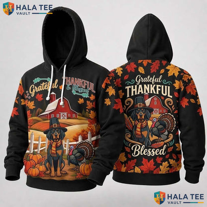 Doberman Blessed Autumn Thanksgiving 3D Hoodie Grateful Thankful Fall