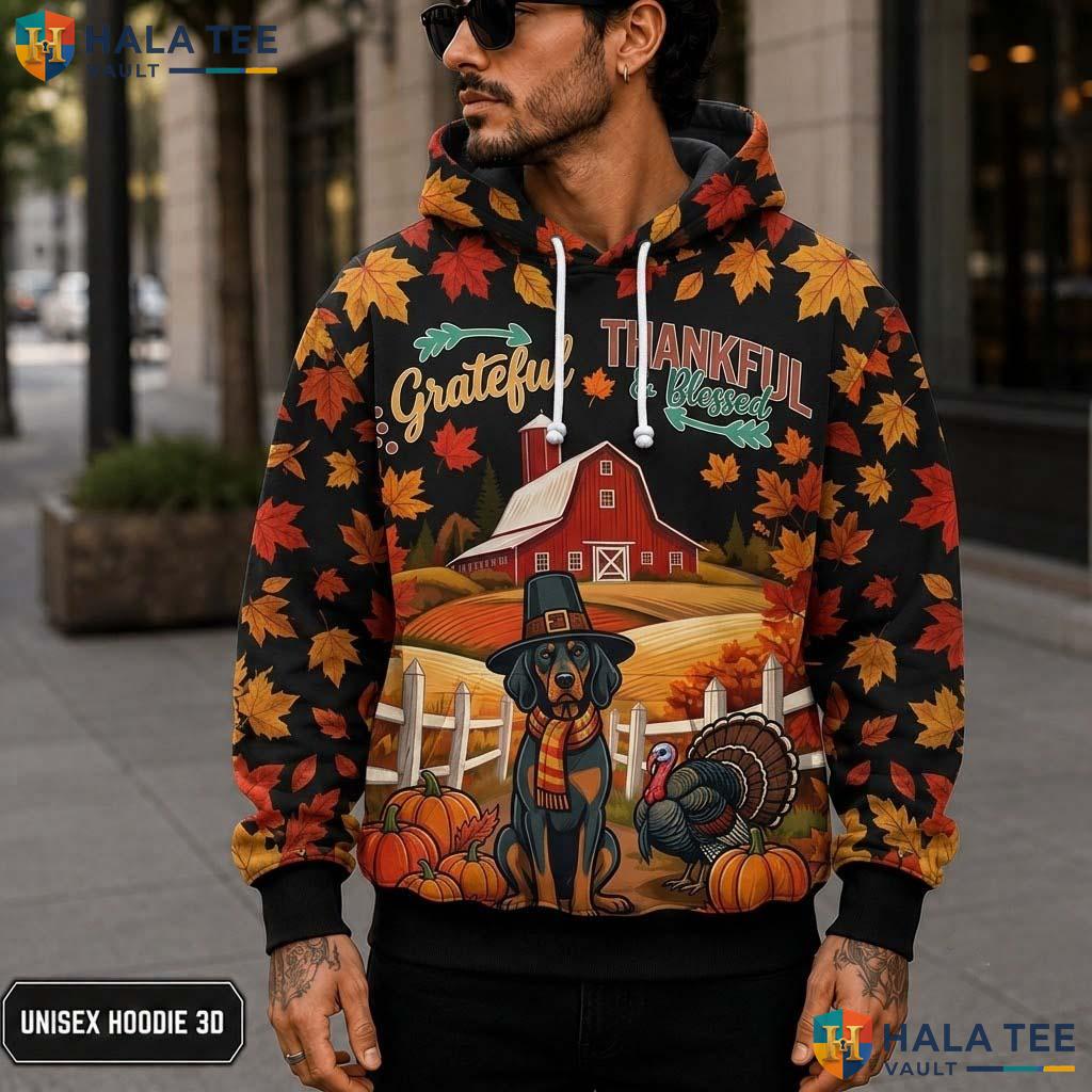 Doberman Blessed Autumn Thanksgiving 3D Printed Hoodie Grateful Thankful Fall
