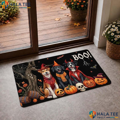 Dog Costume Halloween Doormat Spooky Entrance Rug Festive Pup Home Decor