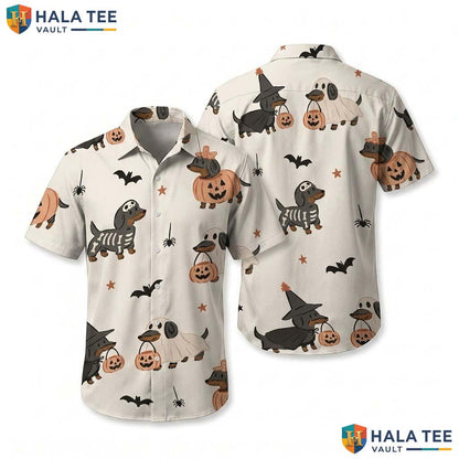 Dog Costume Halloween Hawaiian Shirt Cute Spooky Dachshund Aloha Top