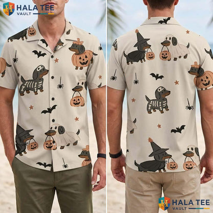 Dog Costume Halloween Hawaiian Shirt Cute Spooky Dachshund Aloha Top Adult