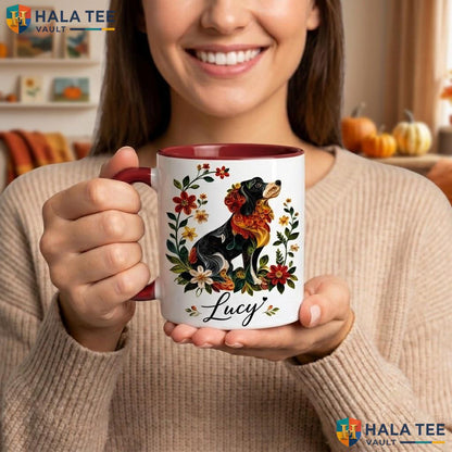 Dog Flower Witch Halloween Camping Mug Custom Silhouette Spooky Ceramic Coffee Mug