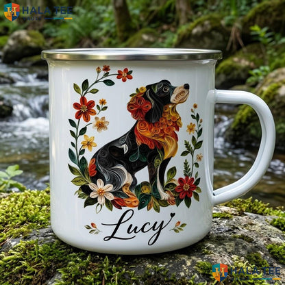 Dog Flower Witch Halloween Accent Mug Custom Silhouette Spooky Ceramic Coffee Mug