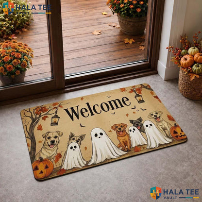 Dog Ghost Porch Fall Doormat Whimsical Decorative Entrance Welcome Rug