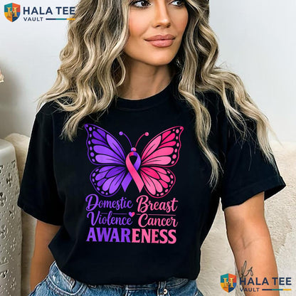 Domestic Violence Breast Shirt Cancer Awareness Month Support Top Adult