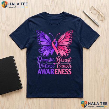 Domestic Violence Breast Shirt Cancer Awareness Month Support Top Adult