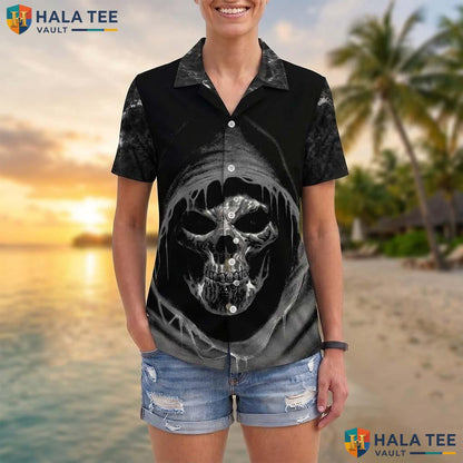 Dragon Skull Halloween Hawaiian Shirt Unisex Gothic Vacation Aloha Adult