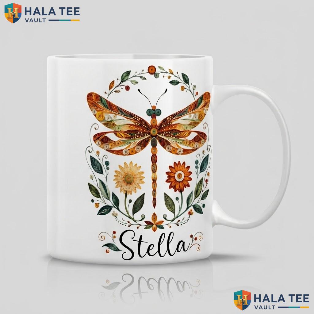 Dragonfly Witch Halloween Mug Personalized Silhouette Custom Ceramic Cup