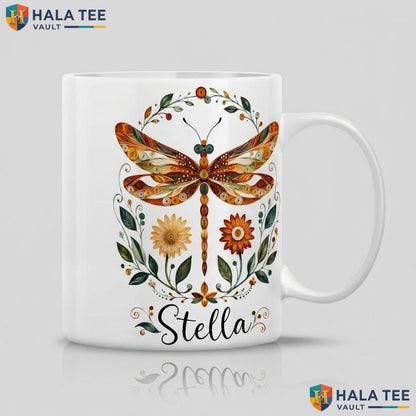 Dragonfly Witch Halloween Mug Personalized Silhouette Custom Ceramic Cup