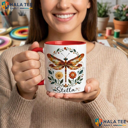Dragonfly Witch Halloween Mug Personalized Silhouette Custom Ceramic Camping Mug