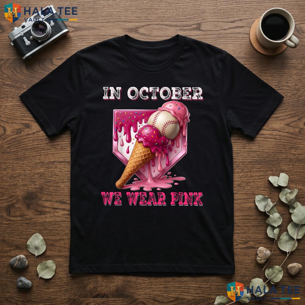 Drip Baseball Kid Boys TShirt October We Wear Pink Breast Cancer Top Adult