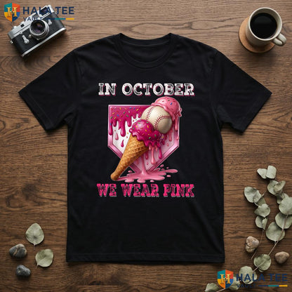 Drip Baseball Kid Boys TShirt October We Wear Pink Breast Cancer Top Adult