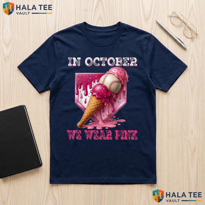 Drip Baseball Kid Boys TShirt October We Wear Pink Breast Cancer Top Adult