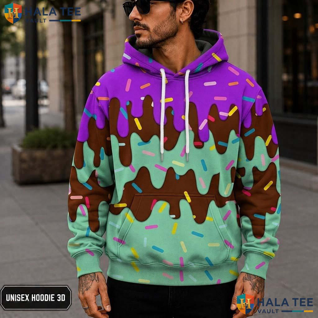 Dripping Ice Cream 3D Printed Hoodie Warm Thick Sweatshirt Boys Girls Pullover