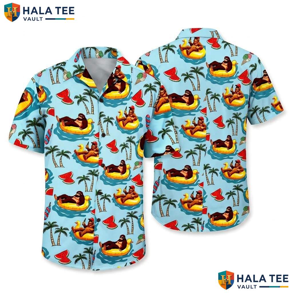 Duck Gorilla Hawaiian Shirt Mens Funny Novelty Summer Beach Party Top