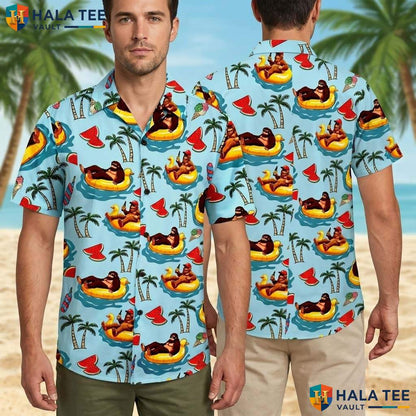 Duck Gorilla Tropical Shirt Mens Funny Novelty Summer Beach Party Top