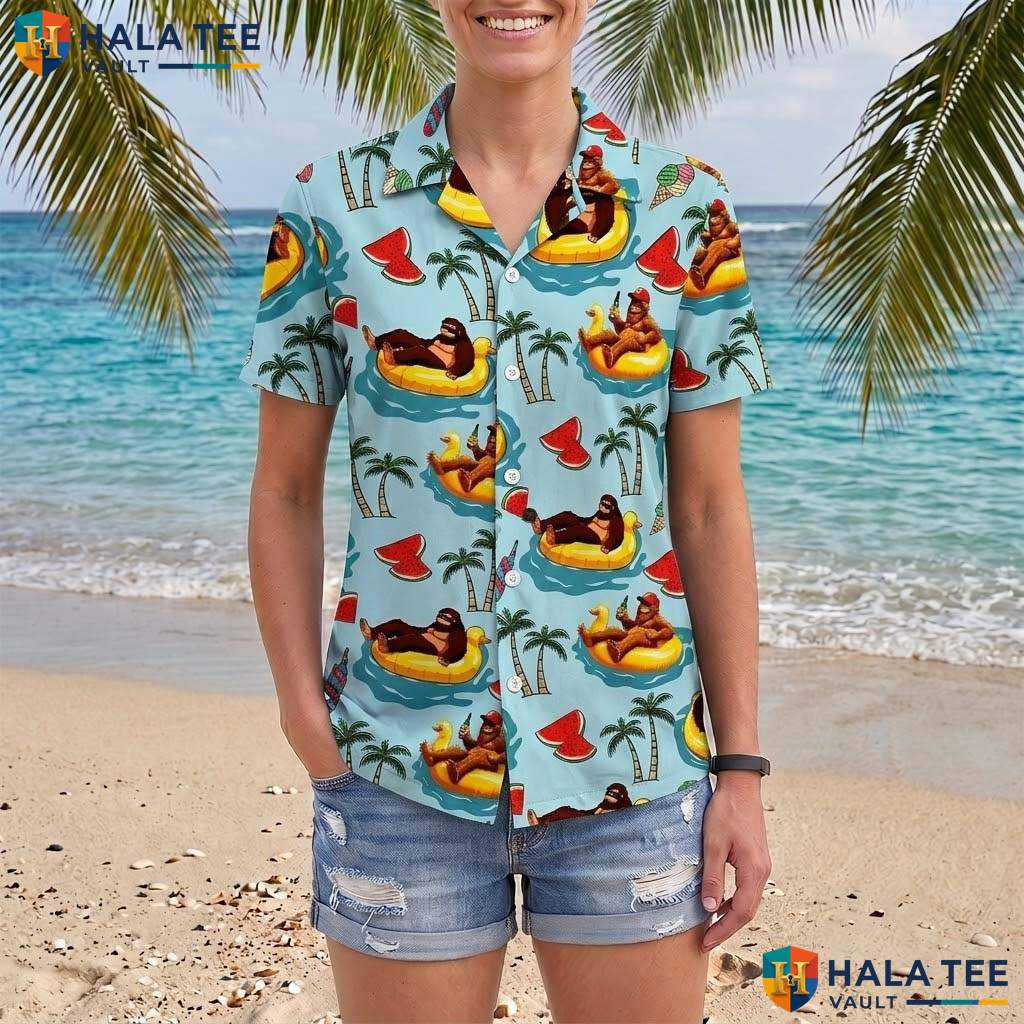 Duck Gorilla Aloha Shirt Mens Funny Novelty Summer Beach Party Top
