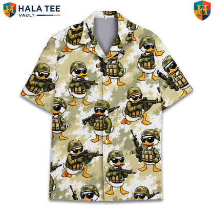 Duck Soldier Military Aloha T-Shirt Mens Funny Patriotic Veteran Camp Outfit