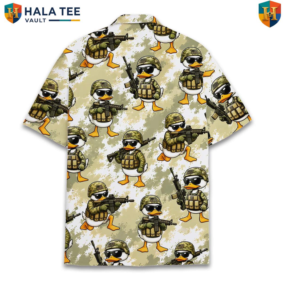 Duck Soldier Military Aloha TShirt Mens Funny Patriotic Veteran Camp Outfit