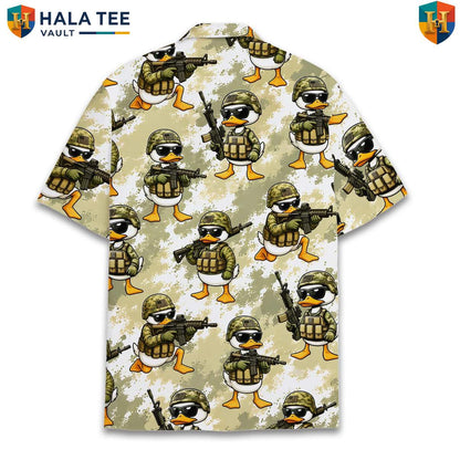 Duck Soldier Military Aloha TShirt Mens Funny Patriotic Veteran Camp Outfit