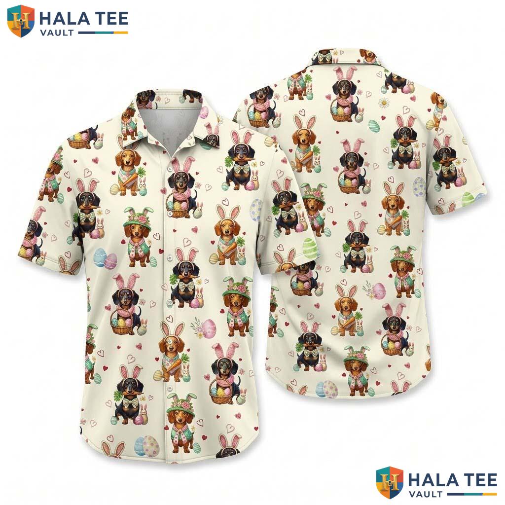 Easter Dog Personalized Hawaiian Shirt 3D Short Sleeve Button Down Top