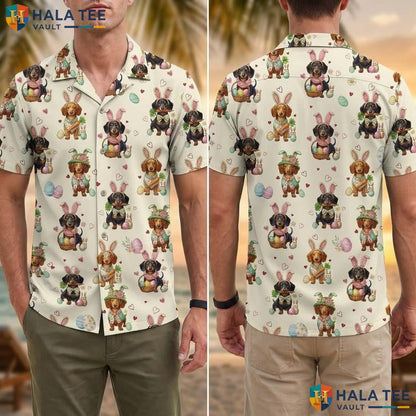 Easter Dog Personalized Tropical Shirt 3D Short Sleeve Button Down Top
