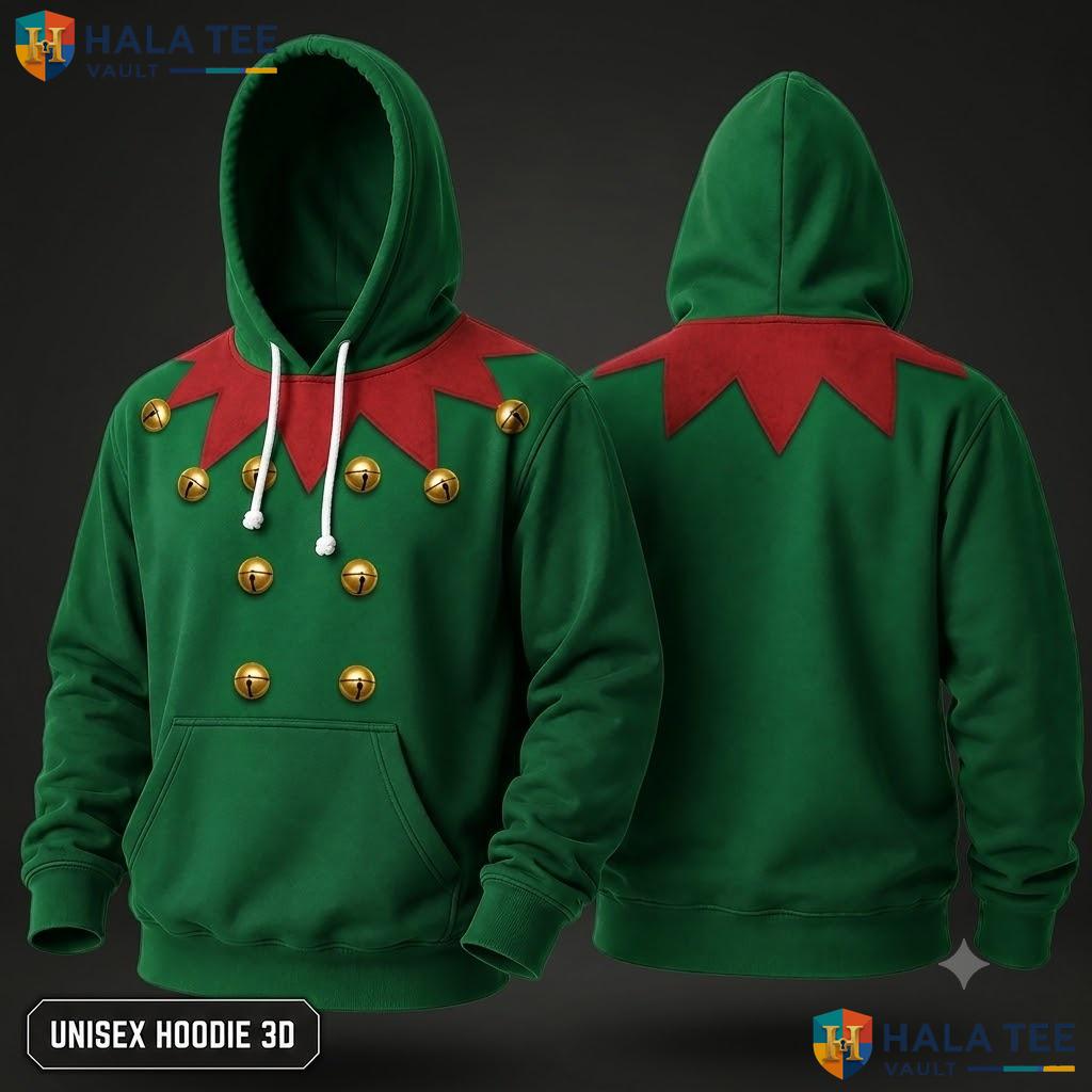 Elf Costume Playful Unisex Xmas 3D Hoodie Funny Mens Womens Top