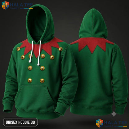 Elf Costume Playful Unisex Xmas 3D Hoodie Funny Mens Womens Top
