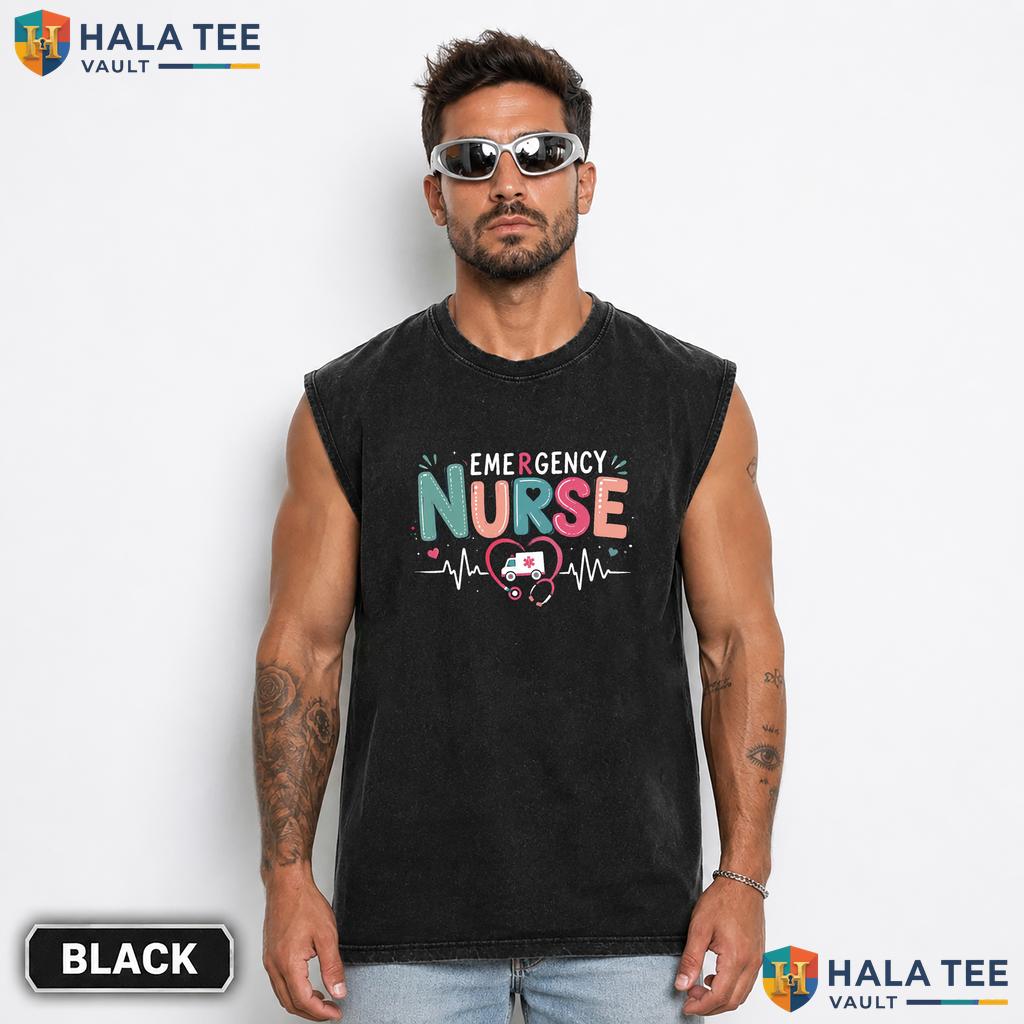 Emergency Nurse Streetwear Washed T-Shirt Funny Healthcare Professional Graphic Top