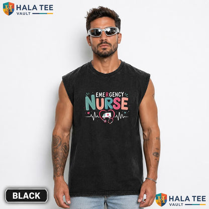 Emergency Nurse Streetwear Washed T-Shirt Funny Healthcare Professional Graphic Top