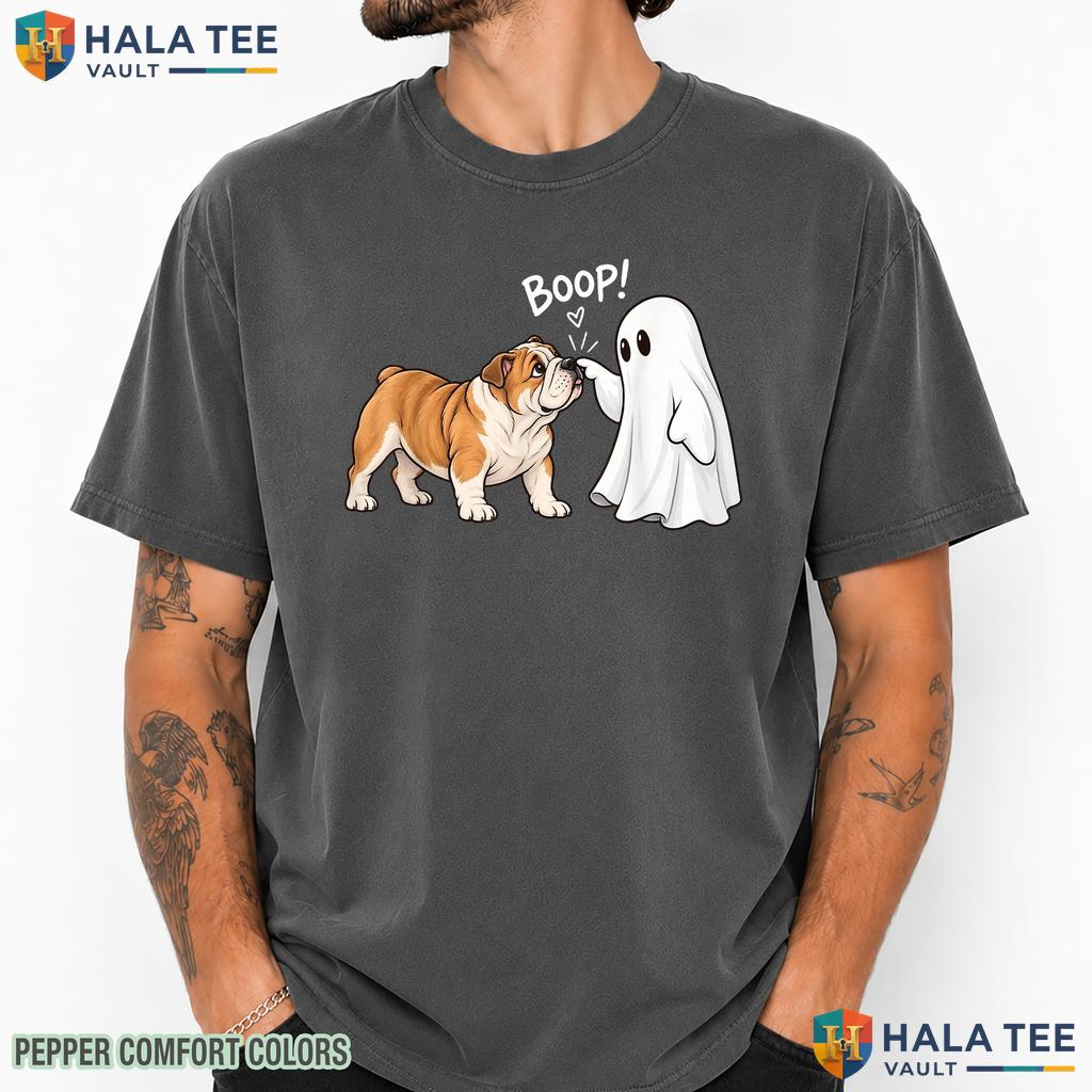 English Bulldog Boop Ghost Comfort Colors T-Shirt Cute Halloween Dog